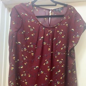 Alice blue flutter sleeve maroon top XXL